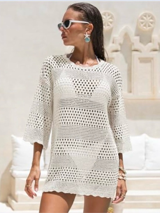 Free People Other - Free People White Crochet Swim Coverup Tunic